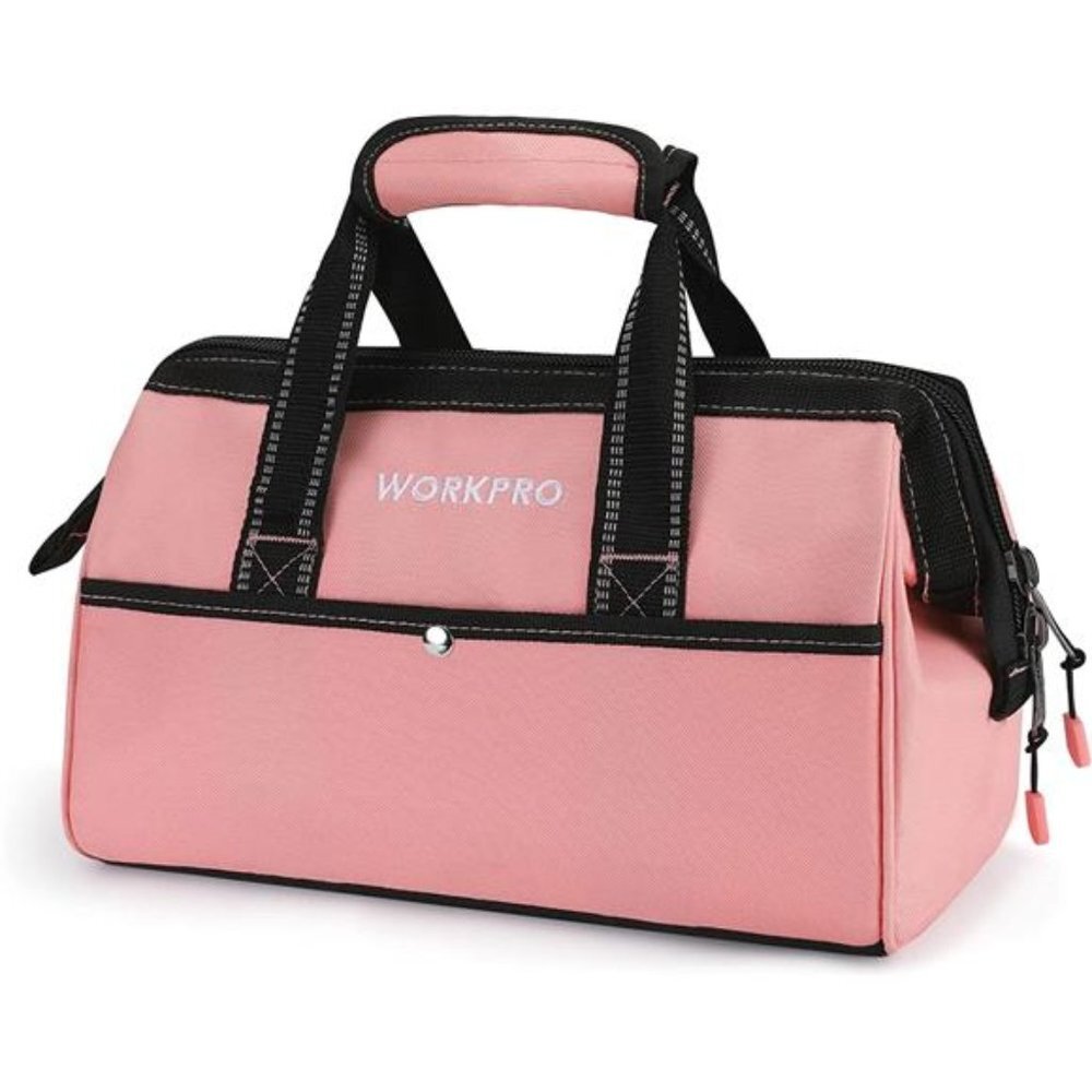 WORKPRO 13-Inch Tool Bag, Pink Soft Cloth Tool Storage Bags - Pink Ribbon